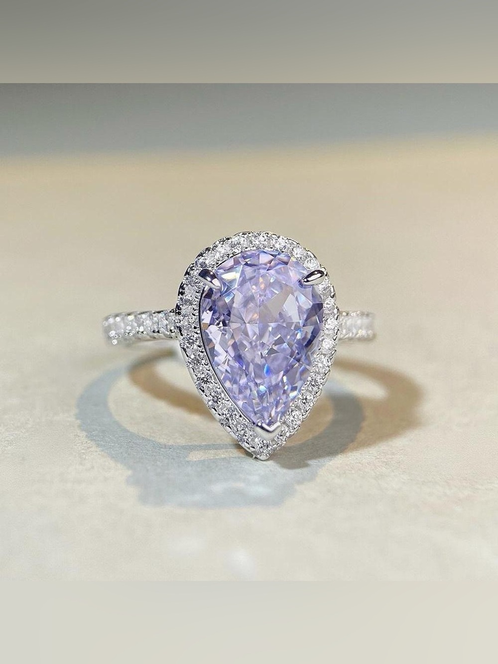 925 Sterling Silver Zircon Teardrop Ring